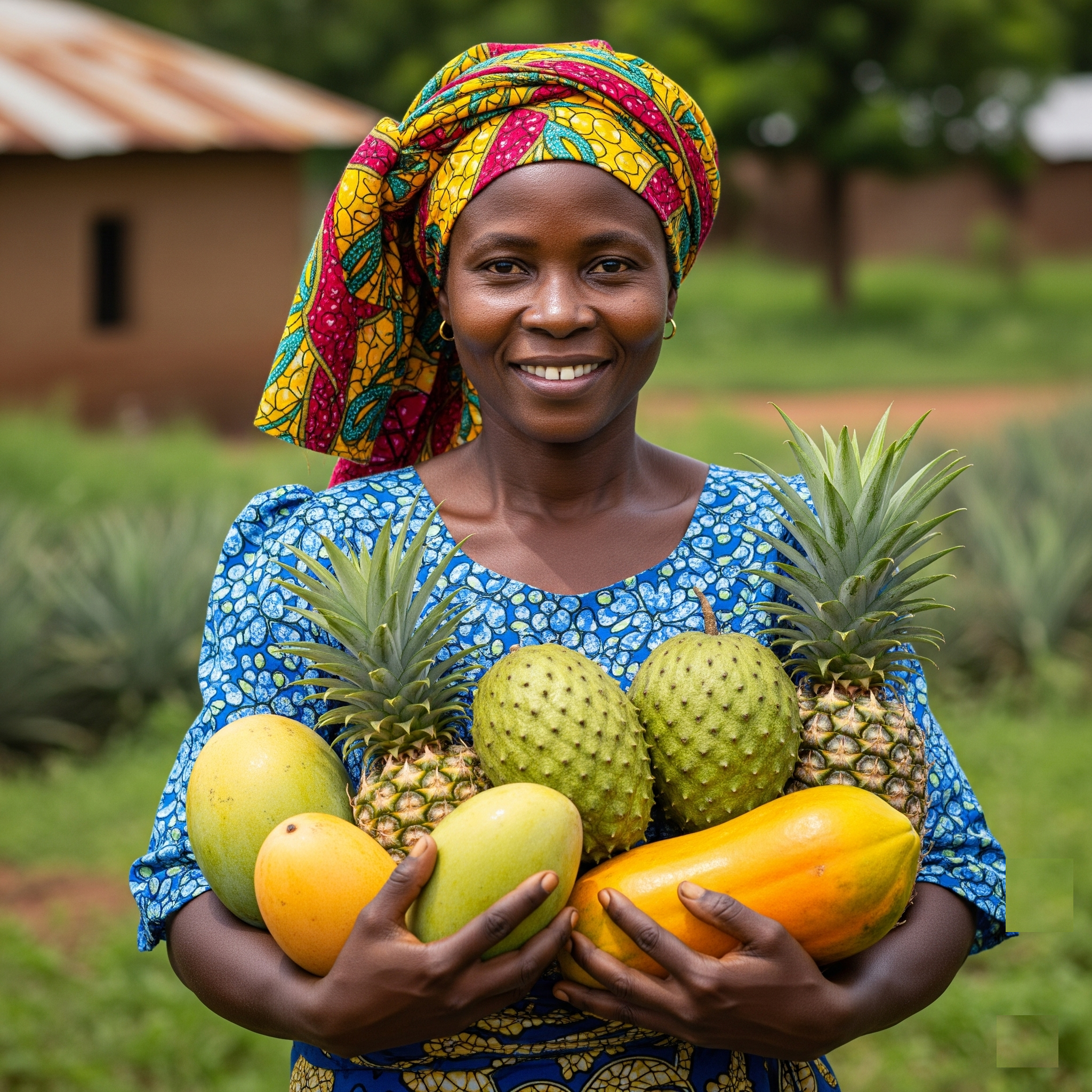 African farmer using mobile technology in field
